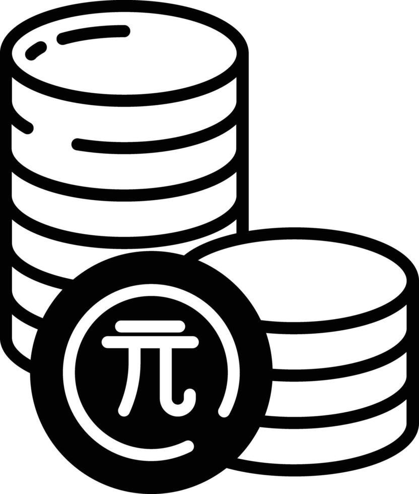 Renminbi coin glyph and line vector illustration