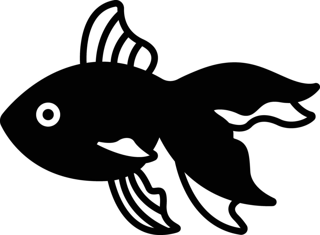 Veiltail Fish glyph and line vector illustration