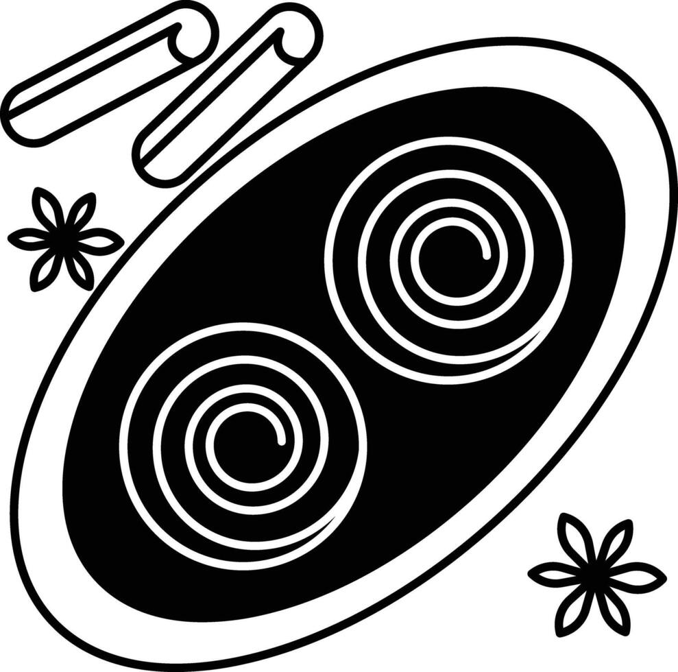 Cinnamon roll glyph and line vector illustration