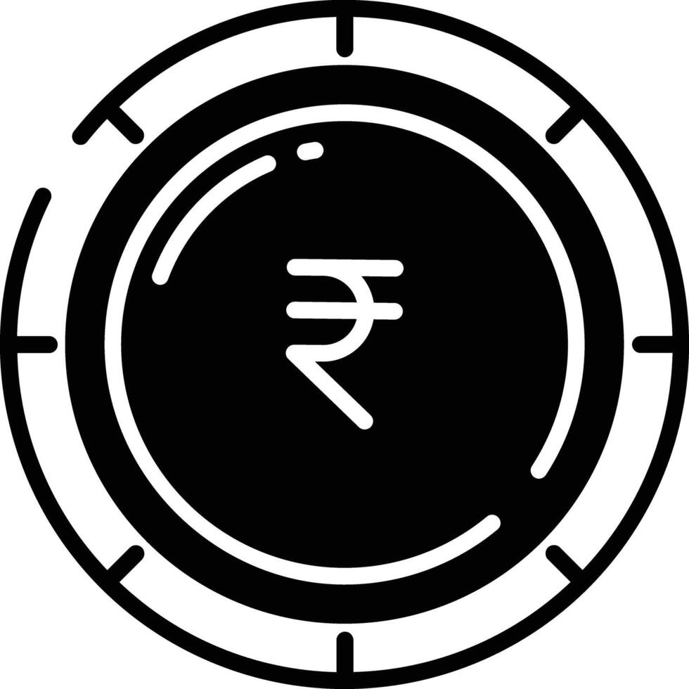 Rupee coin glyph and line vector illustration