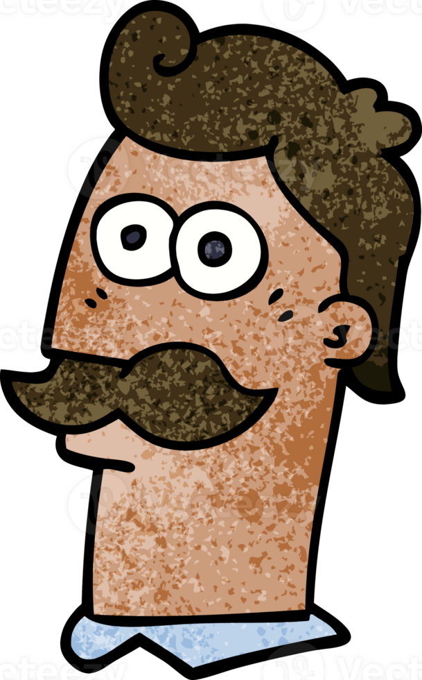 cartoon doodle man with moustache png