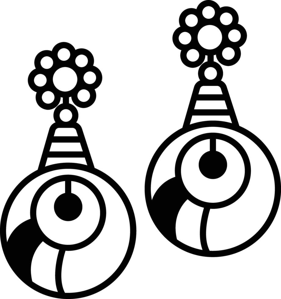 earring glyph and line vector illustration
