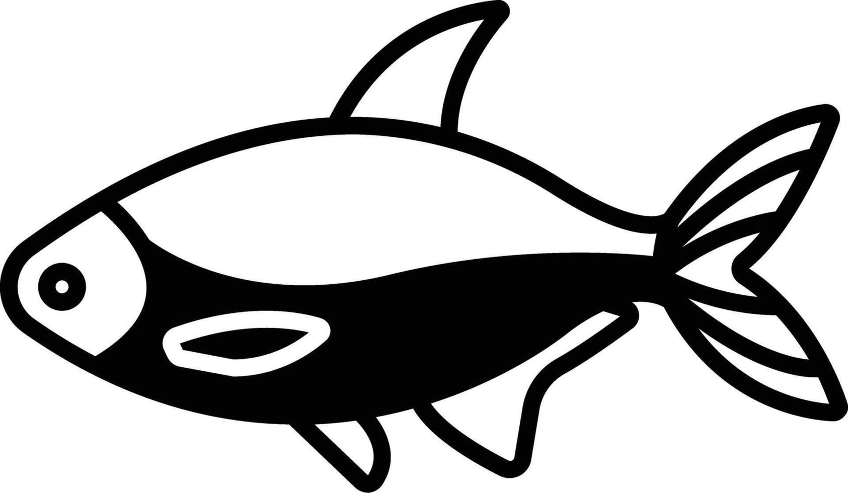 brema pescado glifo y línea vector ilustración