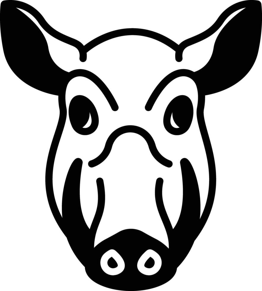 Boar glyph and line vector illustration