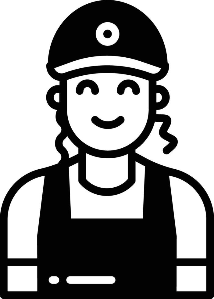 Waiter woman glyph and line vector illustration