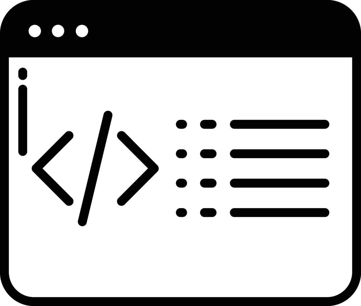 Coding glyph and line vector illustration