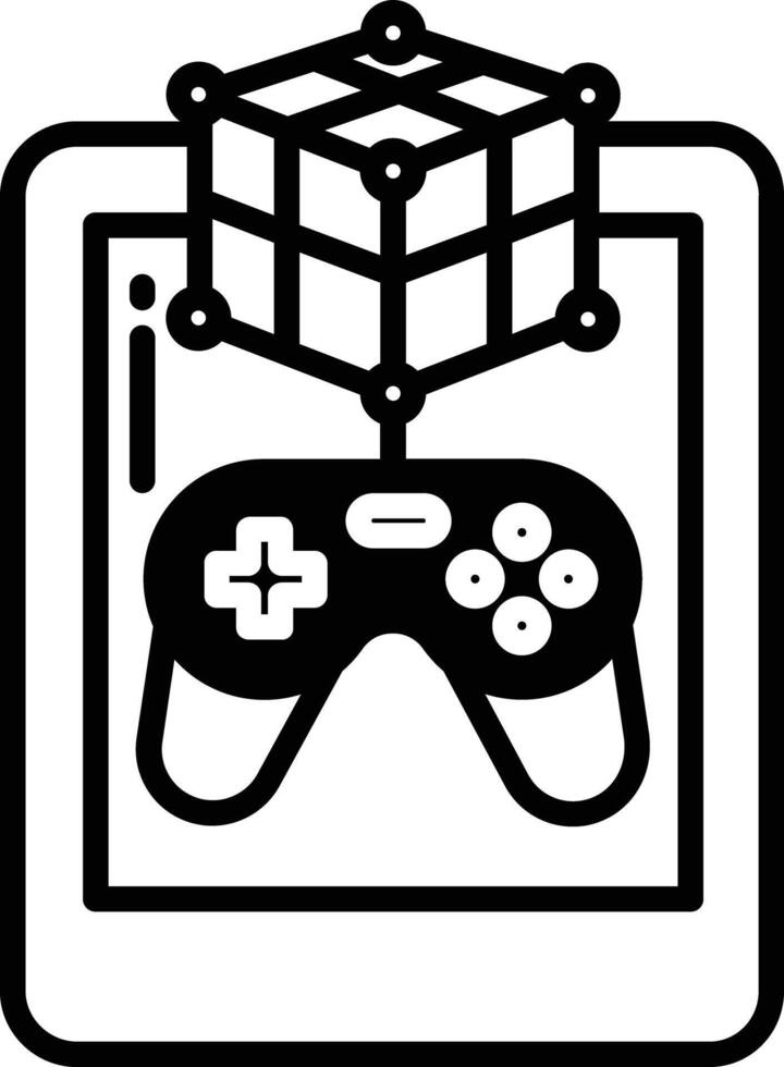 Tablet game glyph and line vector illustration
