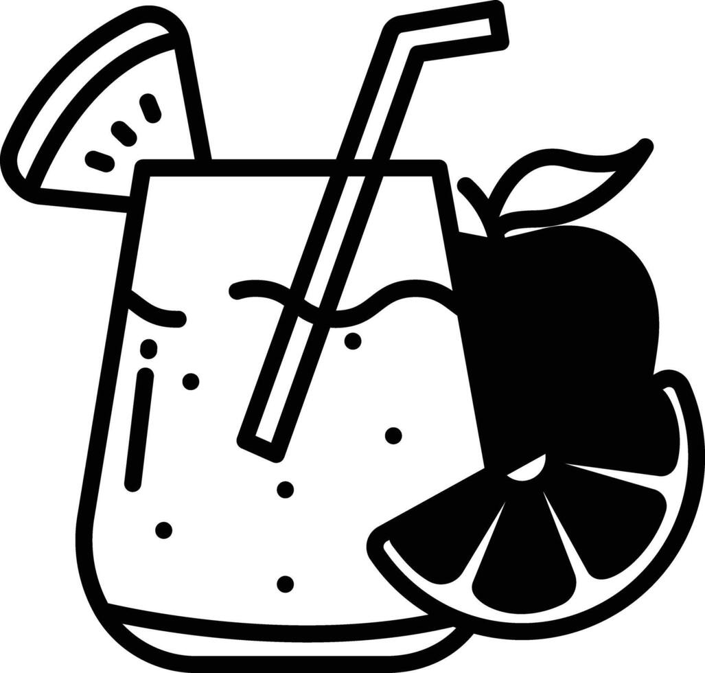 Fruit juice glyph and line vector illustration
