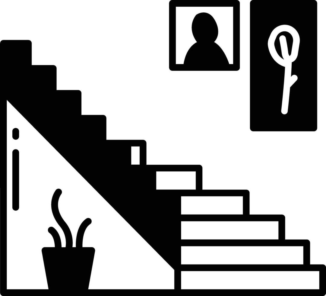 Stair case step glyph and line vector illustration