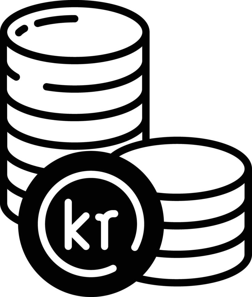 Krone coin glyph and line vector illustration