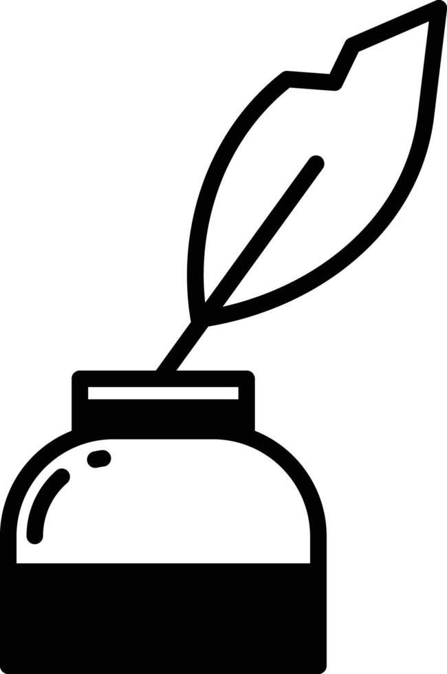 quill and ink glyph and line vector illustration