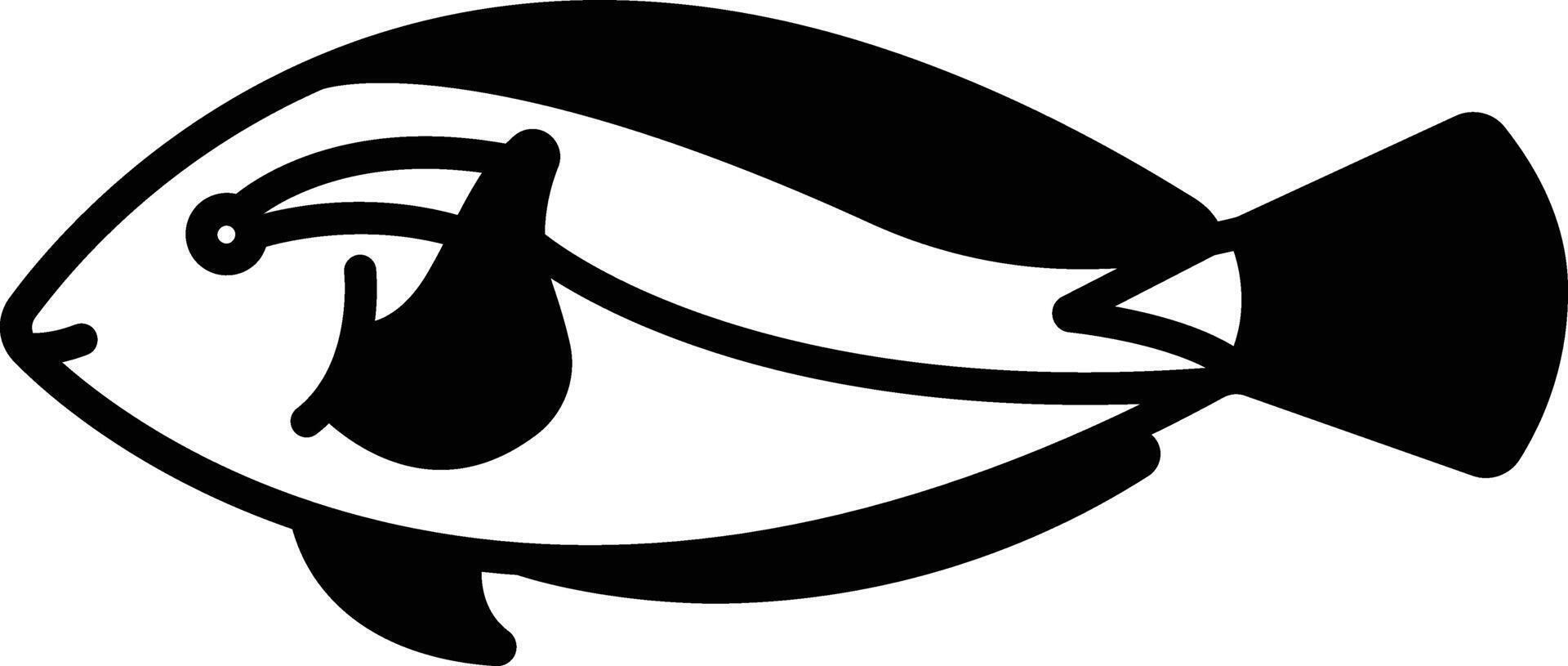 Blue tang fish glyph and line vector illustration