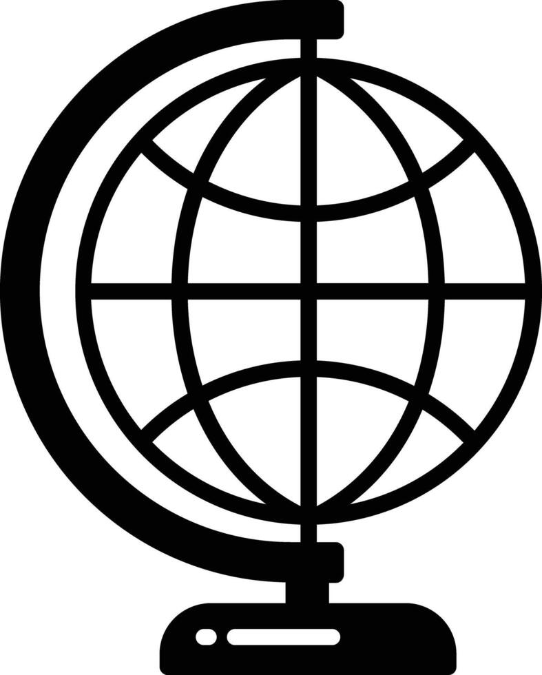 Earth globe glyph and line vector illustration