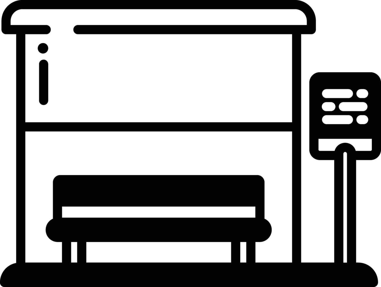 Bus Stop glyph and line vector illustration