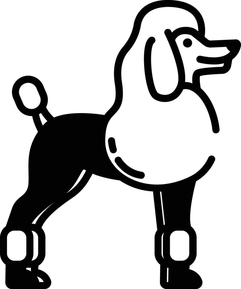 French poodle glyph and line vector illustration