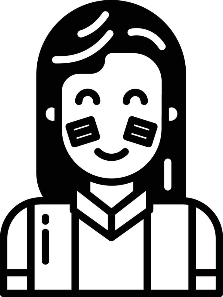 football fan girl glyph and line vector illustration