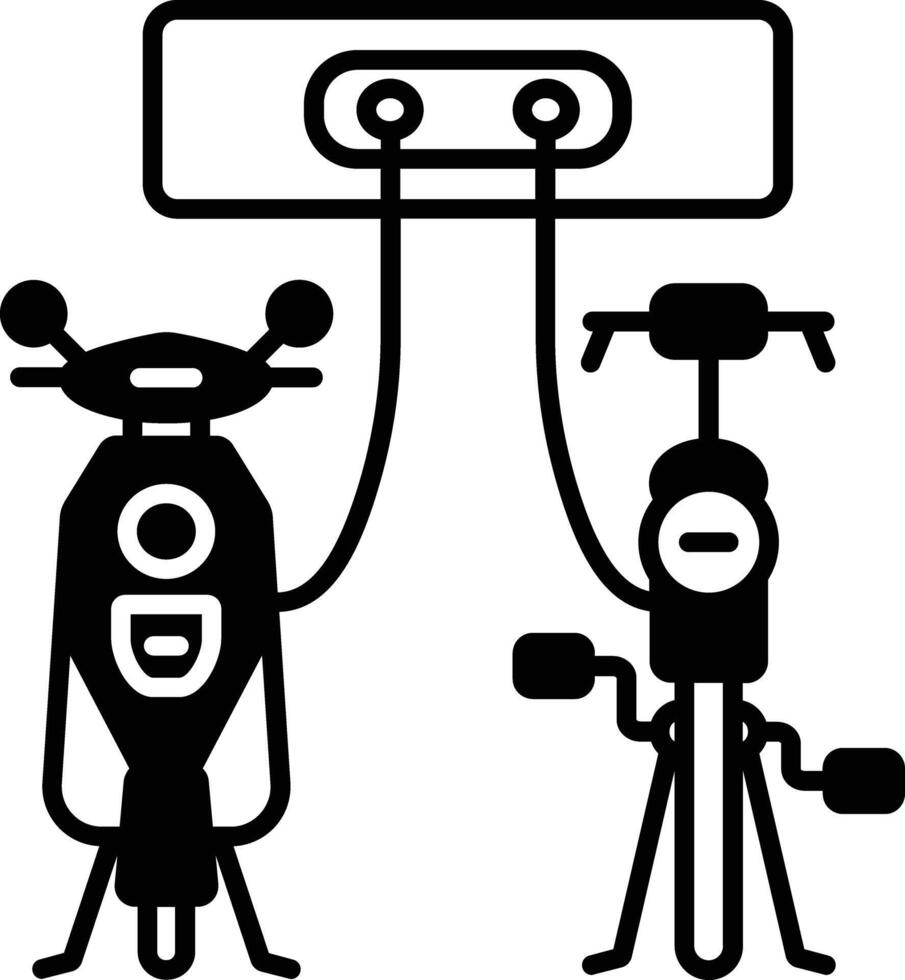 Charging station glyph and line vector illustration