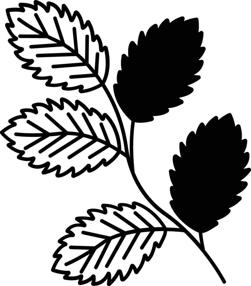 Mint leaf glyph and line vector illustration