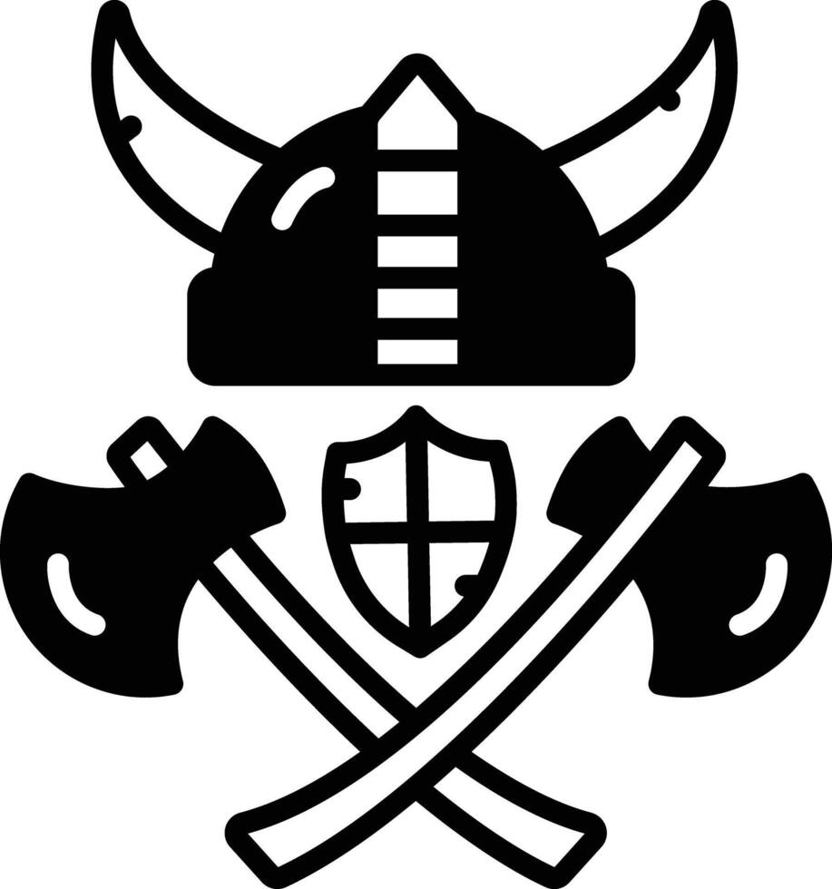 Viking glyph and line vector illustration