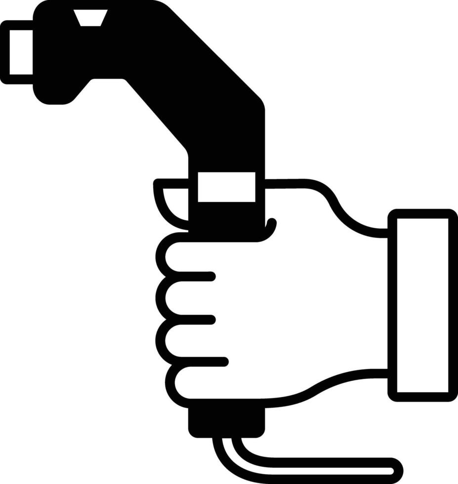 EV charger glyph and line vector illustration