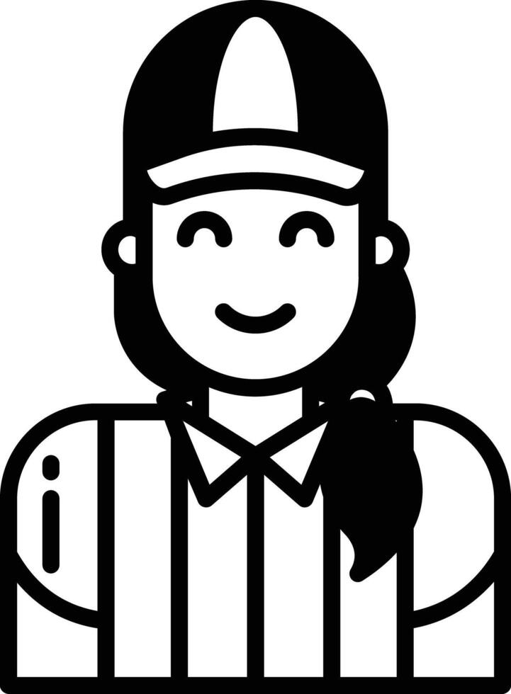 Referee woman glyph and line vector illustration