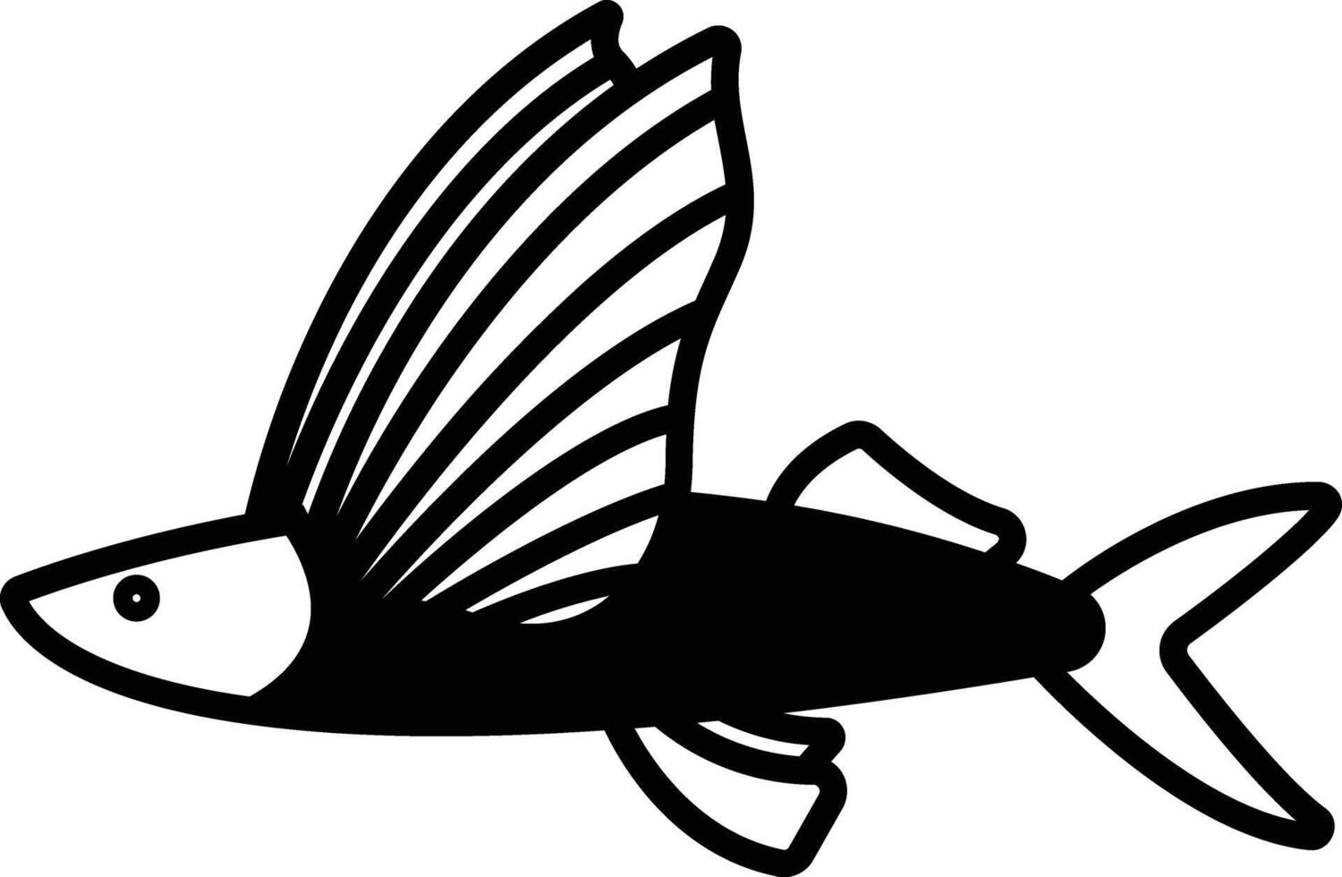 Flying Fish glyph and line vector illustration