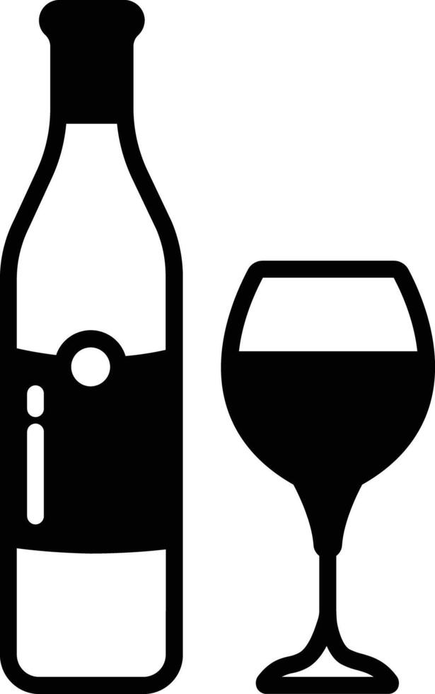 Wine Glass and Bottle glyph and line vector illustration