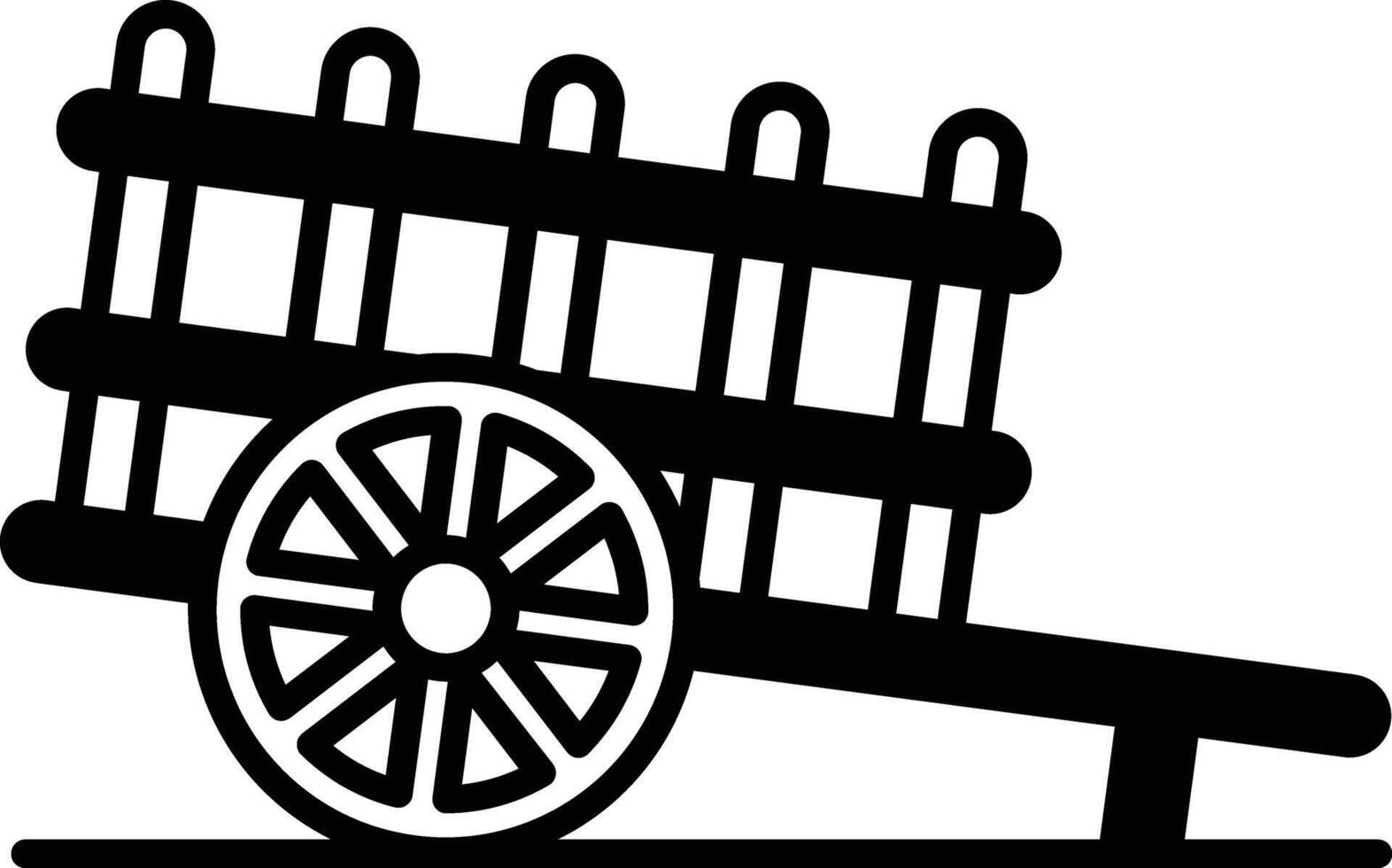 Bullock cart glyph and line vector illustration
