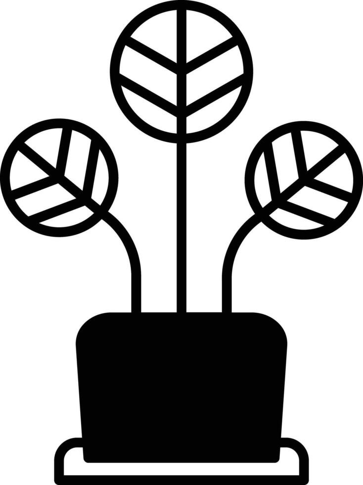 onda peperomia planta glifo y línea vector ilustración