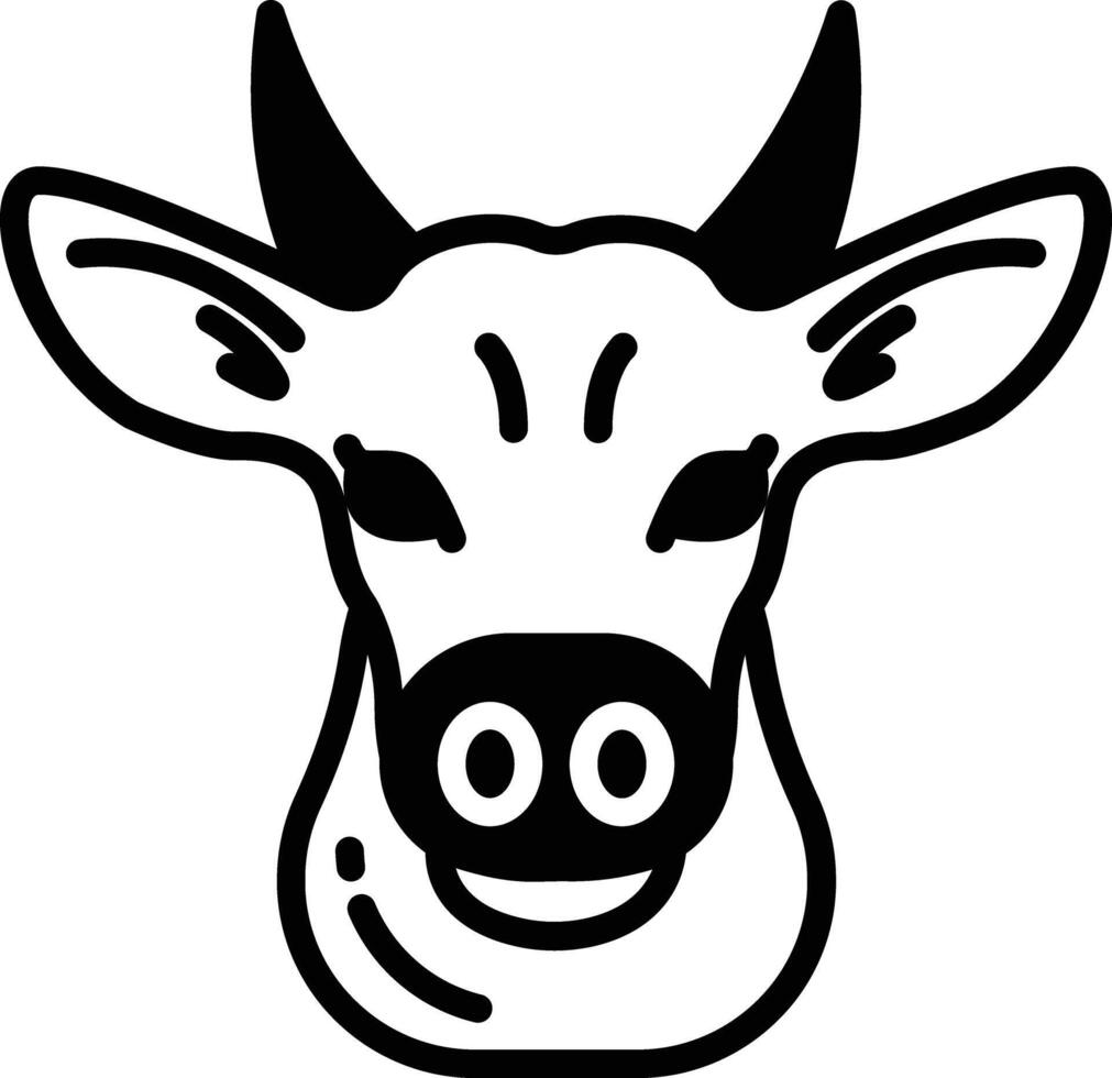 Cow glyph and line vector illustration