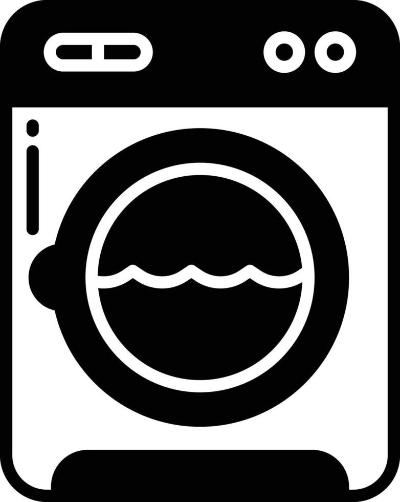 Washing machine glyph and line vector illustrations