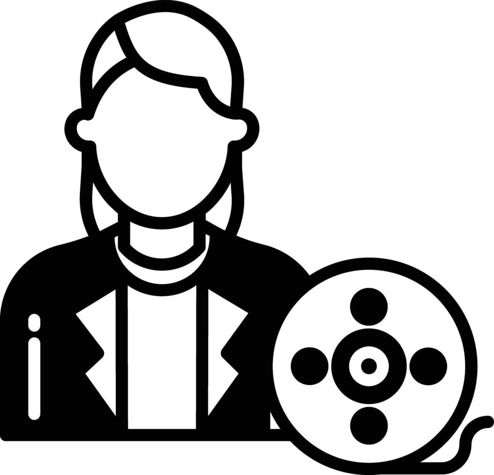 Woman Director glyph and line vector illustration