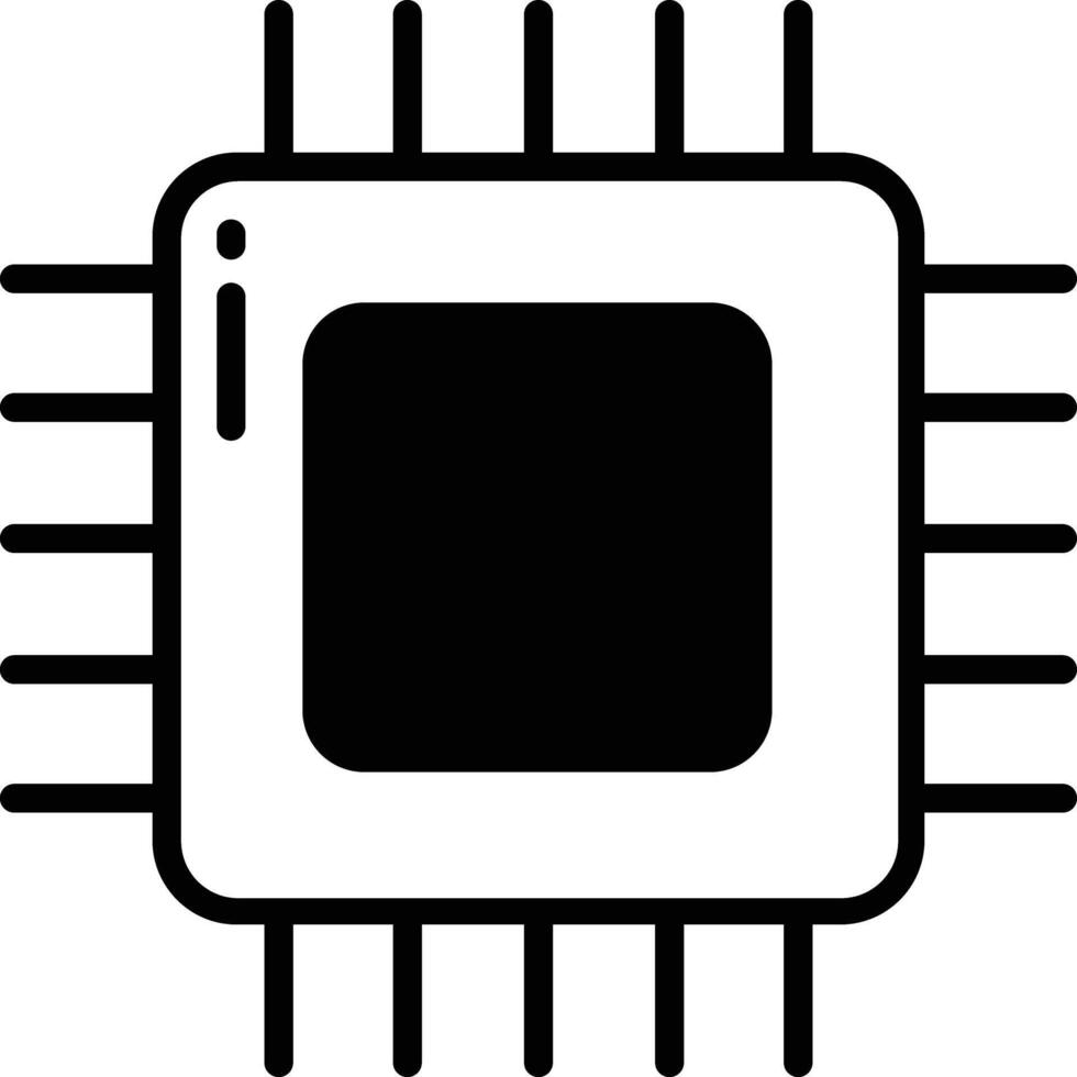 Cpu setting glyph and line vector illustration