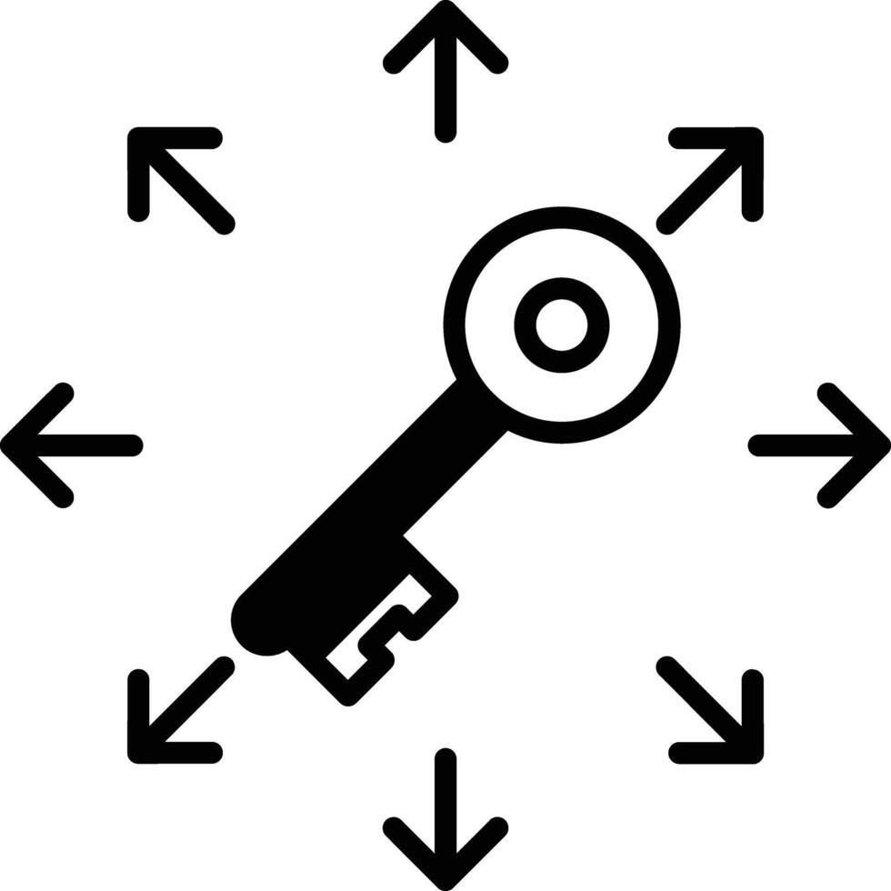 Key glyph and line vector illustration