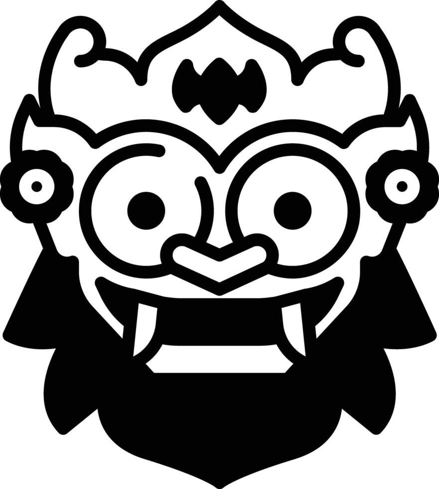 barong máscara glifo y línea vector ilustración