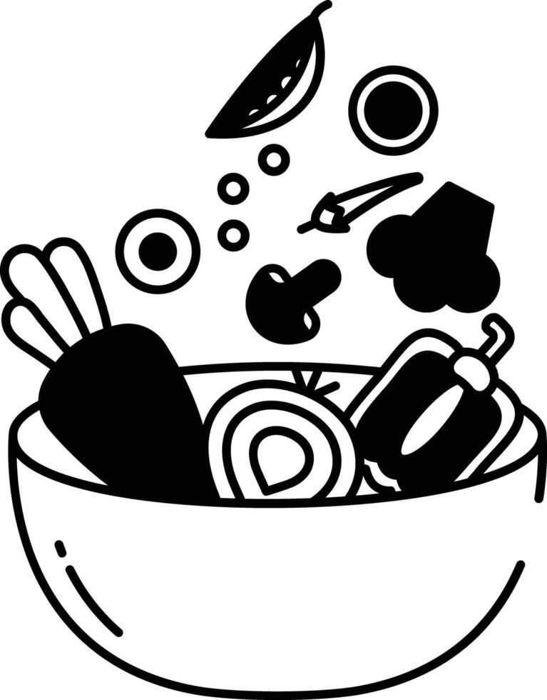 Vegetables glyph and line vector illustration