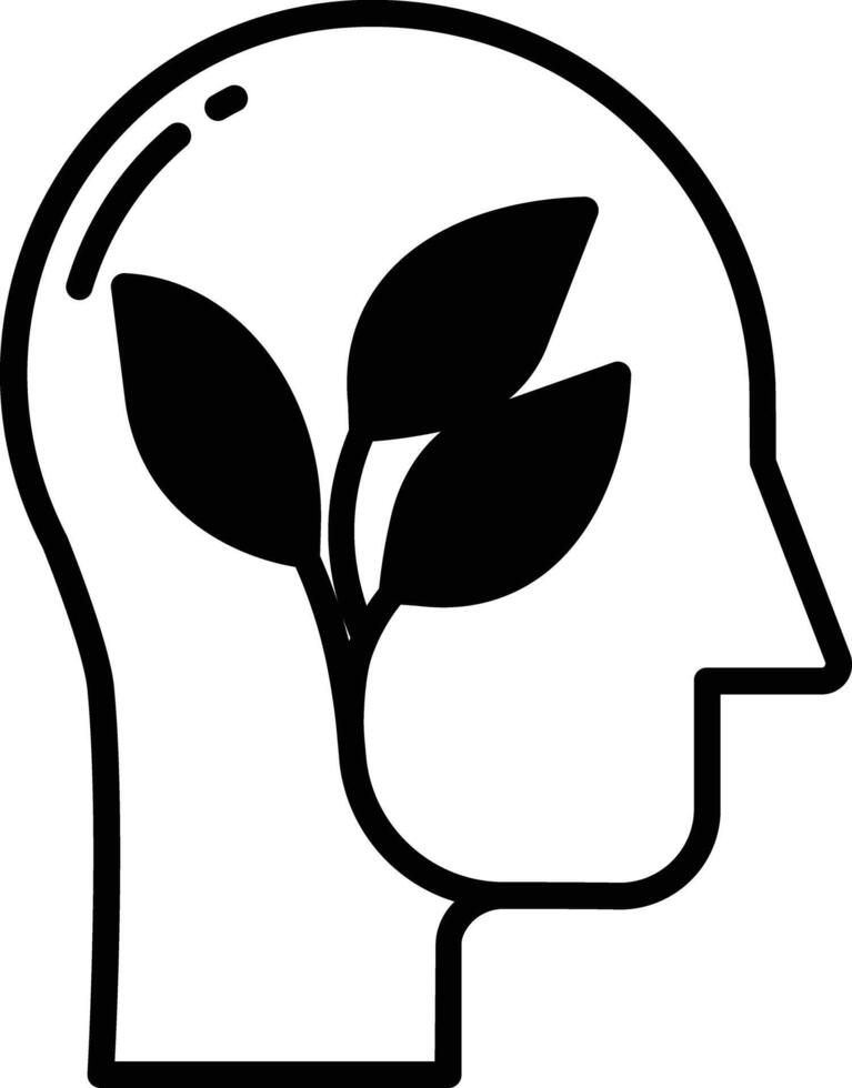 Head glyph and line vector illustration
