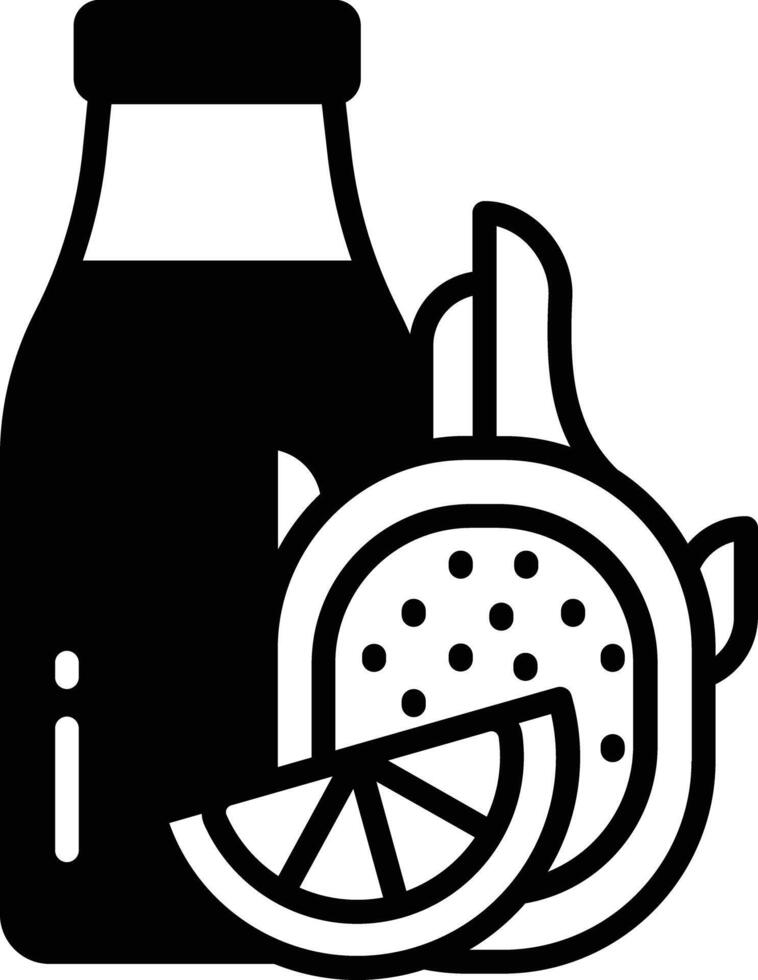 Dragon fruit smoothie glyph and line vector illustration