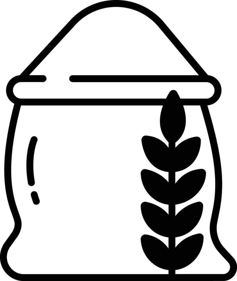 wheat bag glyph and line vector illustration