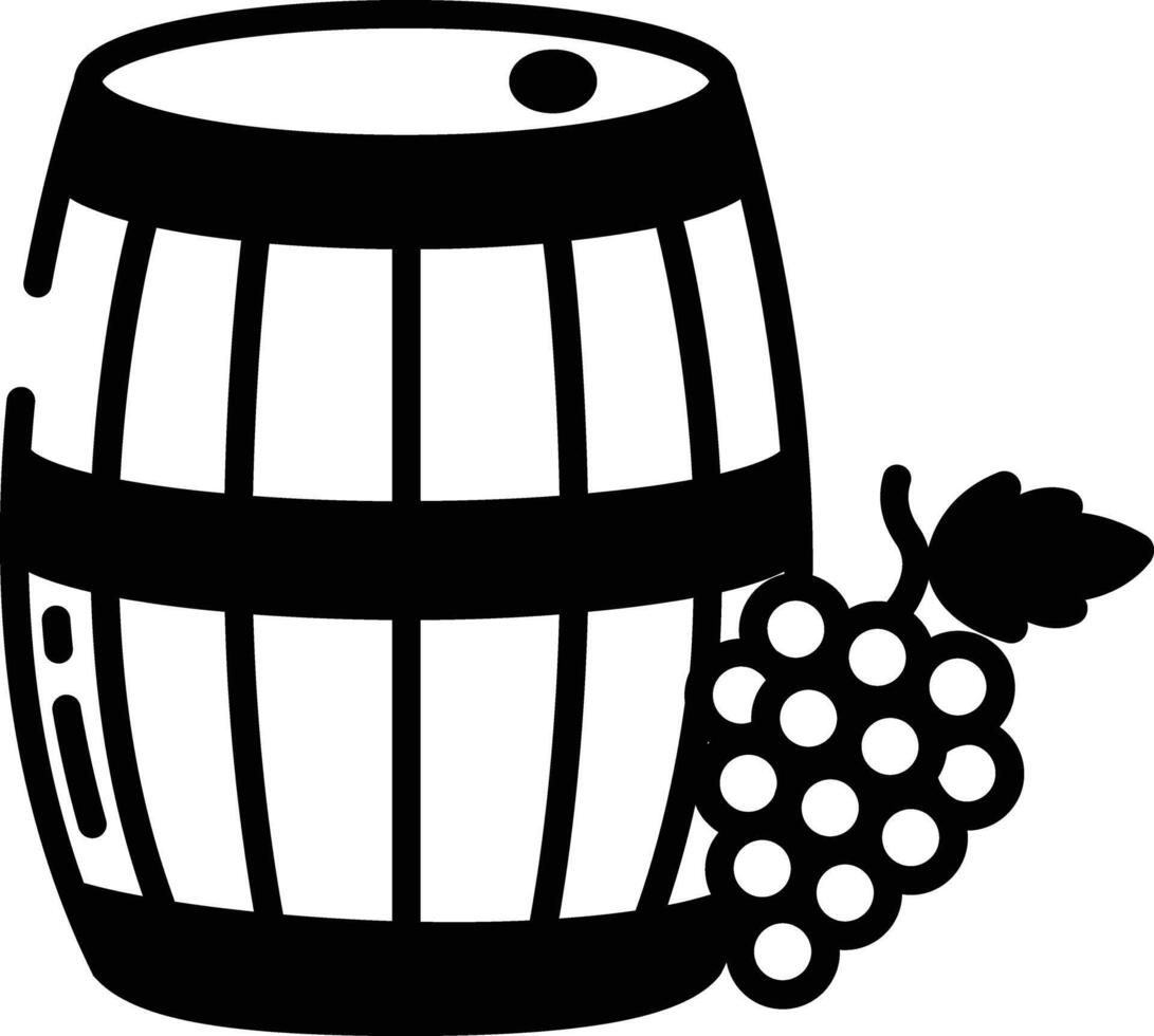Wine Barrel glyph and line vector illustration