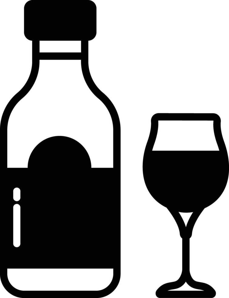 Rum Glass and Bottle glyph and line vector illustration