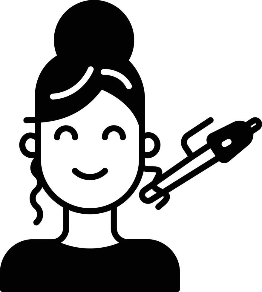 curling hair glyph and line vector illustration