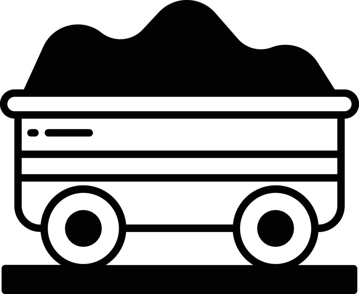 Coal cart glyph and line vector illustration