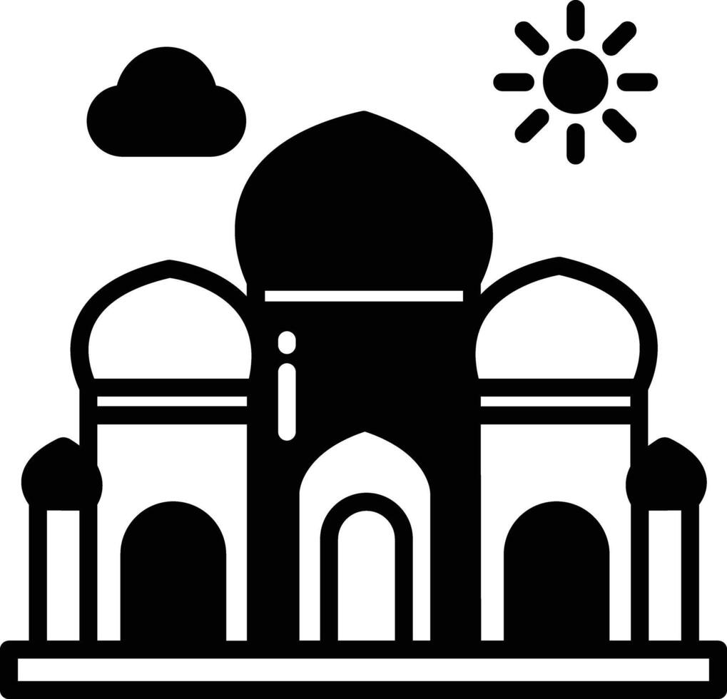 Mosque glyph and line vector illustration