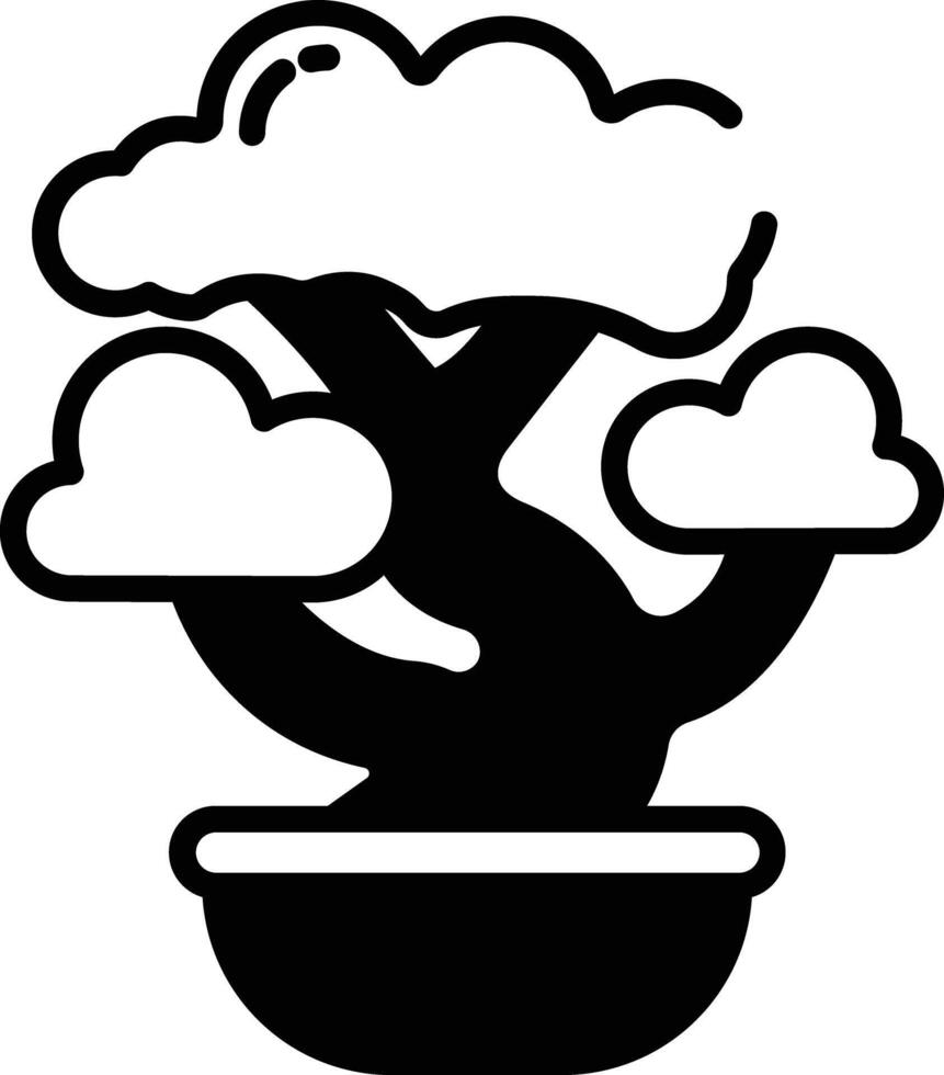 Bonsai glyph and line vector illustration