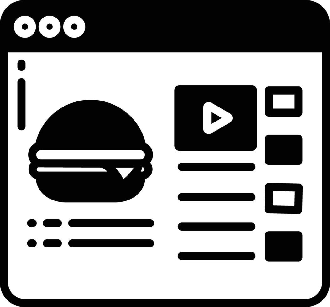 Burger Online glyph and line vector illustration