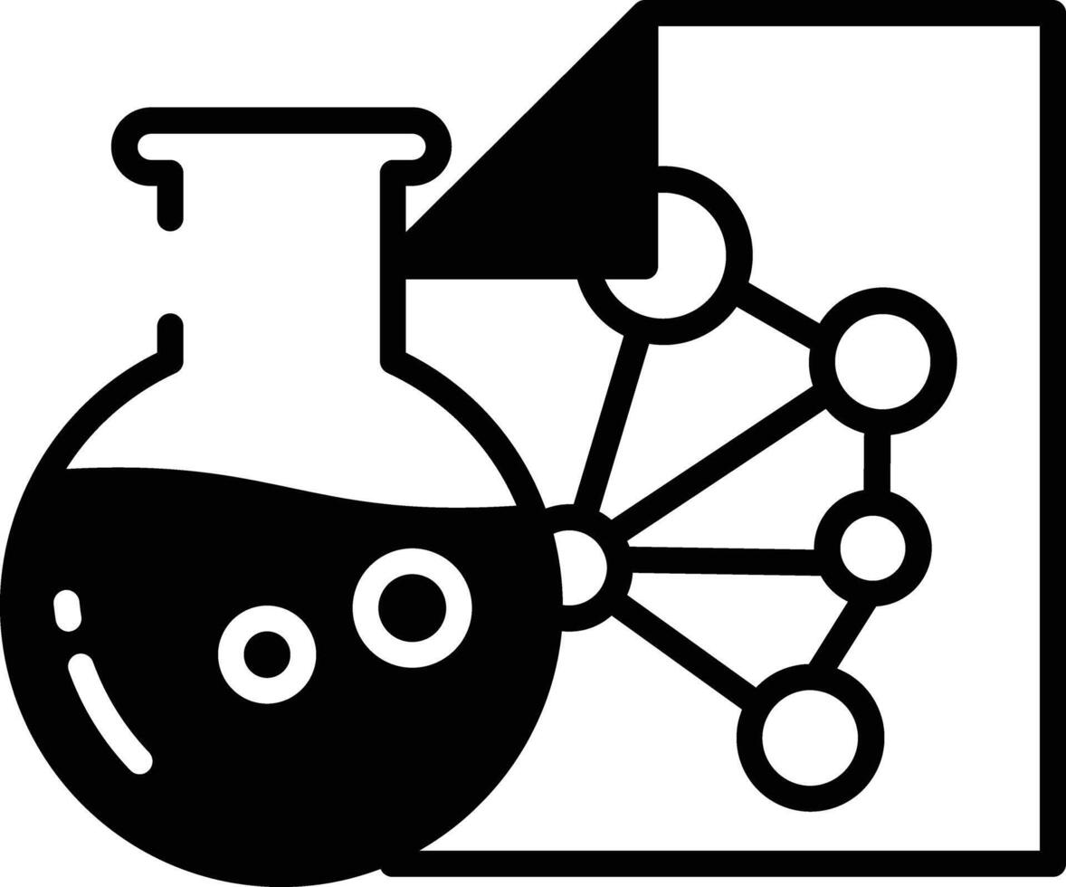 química glifo y línea vector ilustración