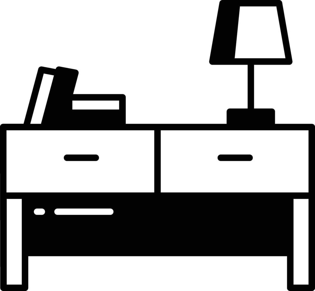 Study table glyph and line vector illustration