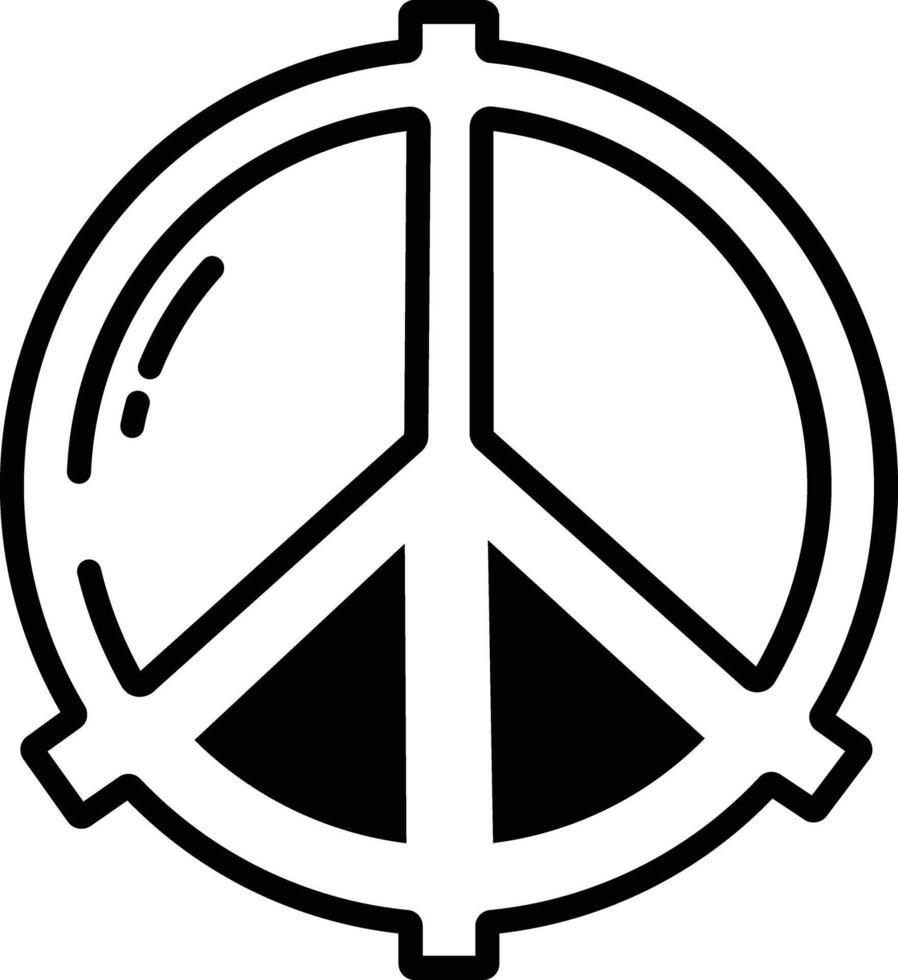Peace glyph and line vector illustration