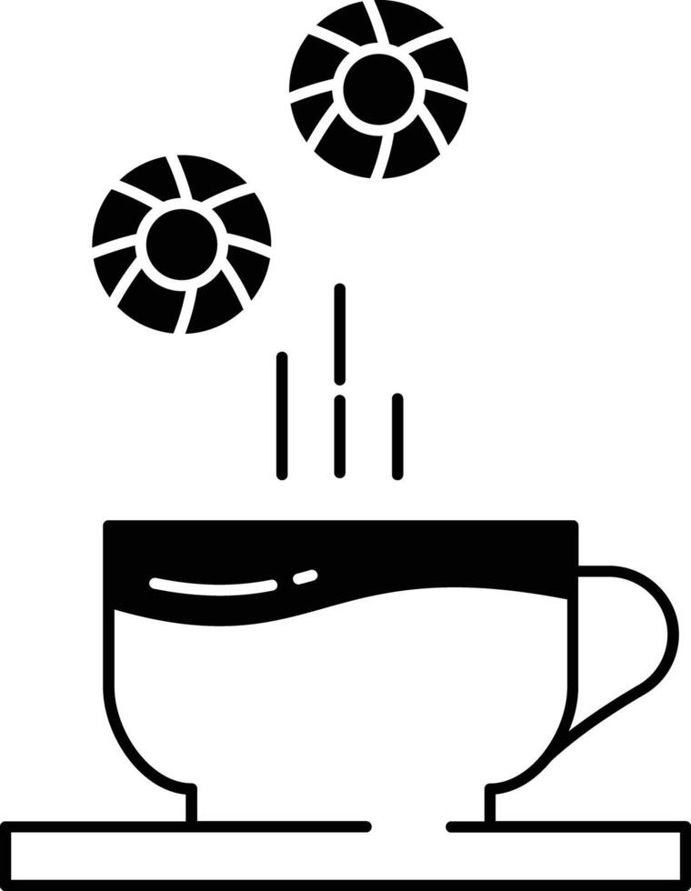 Tea and biscuits glyph and line vector illustration